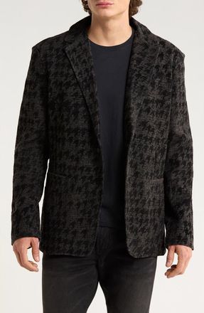 John Varvatos Kai Houndstooth Knit Sport Coat in Charcoal Heather at Nordstrom, Size Xx-Large