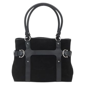 Ferragamo Gancini Suede Black Suede Handbag (Pre-Owned)
