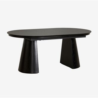 Sklum Mesa De Comedor Ovalada 180-240x105 Cm Extensible En Mdf Y Chapa De Roble Montana Sklum