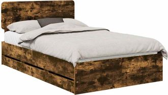 vidaXL Estructura De Cama Roble Ahumado 135 X 190 Cm Madera Ingenieril Vidaxl
