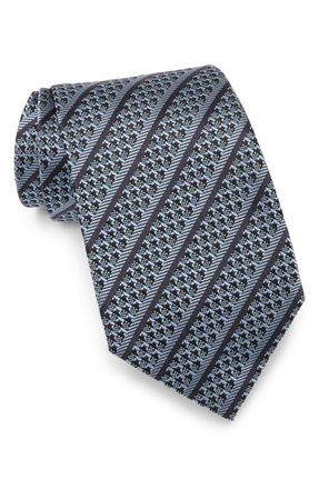 Ermenegildo Zegna Stripe Silk Tie in Brown/Blue Stripe at Nordstrom