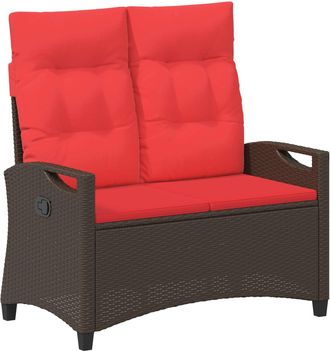 vidaXL Banco De Jard&iacute;n Con Almohada Marr&oacute;n Y Rojo 105 X 60 X 112 Cm Vidaxl