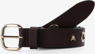 Scalpers Eyelet Skull Belt in Darkbrown at Nordstrom, Size Medium