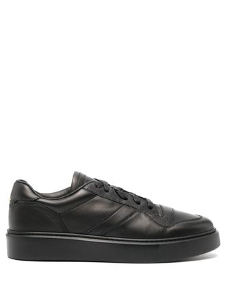 Doucal's logo-debossed leather sneakers - Black