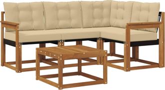 vidaXL Conjunto De Sof&aacute;s De Exterior 5 Uds. Natural Y Beige Vidaxl