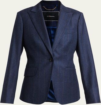 Kiton Wool-Cashmere Pinstripe Single-Breasted Jacket