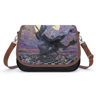 Generic Grim Reaper Black And White Checkered Womens Crossbody Bag Fashion Shoulder Handbags Message Tote Bag with Adjustable Strap