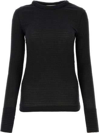 Jil Sander Black Stretch Polyester Blend Sweater