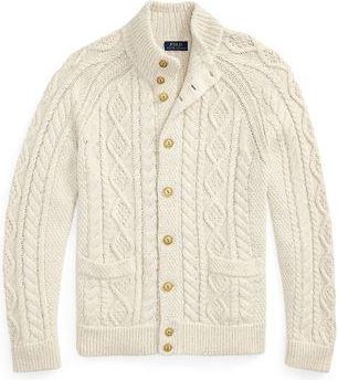 Ralph Lauren ARAN-KNIT MARLED COTTON CARDIGAN