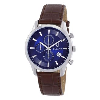 Bulova Sutton Chronograph Quartz Blue Dial Mens Watch 96B402