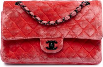 Chanel Pre-owned Womens Medium Classic Velvet Double Flap - Light Pink Textile - One Size
