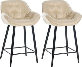 Clp Set de 2 Taburetes de bar con reposapiés en Tela Crema