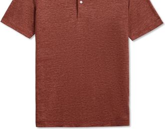 Scott Barber Mens Linen Melange Polo Shirt In Spice