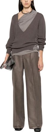 Rick Owens Trui van scheerwol met V-hals - Dames - V-hals truien - Grijs - M - Wol - Truien & Vesten