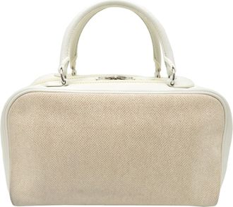 Herm&egrave;s White Swift Leather Boston Bag (Pre-Owned)
