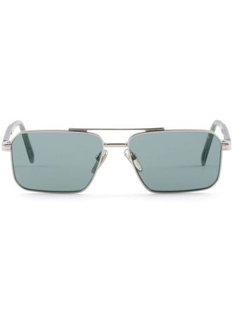 Prada Zonnebril met rechthoekig montuur - Zilver