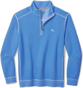 Tommy Bahama Montego Bay Textured Cotton & Lyocell Half Zip Pullover in Med Blueberry at Nordstrom, Size 2Xlt