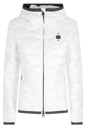 Blauer White Camelia Hooded Wave Stitching Polyamide Down Jacket