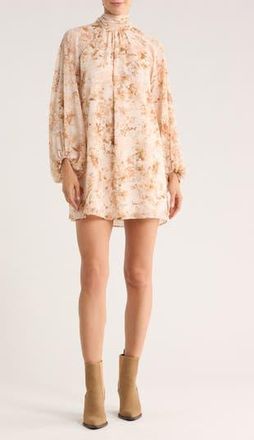 Matty M Evelyn Floral Mock Neck Long Sleeve Dress in Petal at Nordstrom Rack, Size X-Small