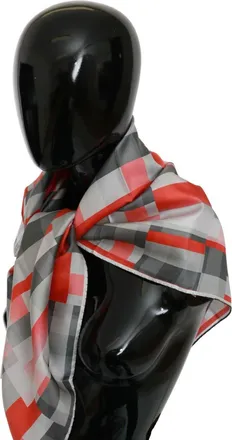 Costume National Womens Gray Red Silk Shawl Foulard Wrap Scarf