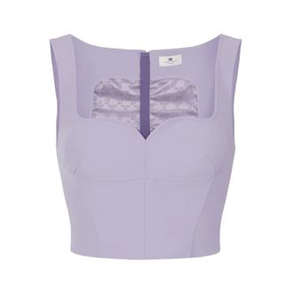 Elisabetta Franchi Sleeveless Tops, female, Purple, Size: L Sweetheart Neckline Top