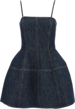 Fendi Short Dresses, female, Blue, Size: 2XS Bustier Quilted Cotton Dress