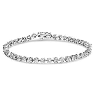 House of Brilliance 14K White Gold Round-Cut 2.00 cttw Diamond Link Bracelet