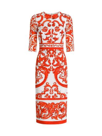 Dolce & Gabbana Charmeuse-Kleid mit Maiolica-Print von Dolce & Gabbana