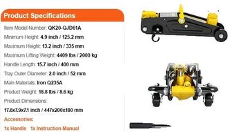 OEM Gato Hidr&aacute;ulico De Doble Pist&oacute;n, Capacidad De 2 Toneladas, 2t Single
