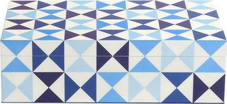 Jonathan Adler Sorrento Lacquer Box in Blue /White Geometric at Nordstrom, Size Medium