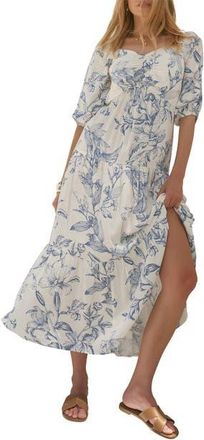 Mint Velvet Floral Print Dropped Waist Maxi Dress in Blue at Nordstrom, Size 12
