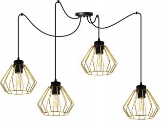 OEM L&aacute;mpara De Techo Colgante Ara&ntilde;a Dorada, Plaf&oacute;n De Alambre