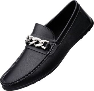 Generic Mens Slip On Loafers Soft Sole Driving Shoes Lightweight Comfortable Casual Walking Shoes Leather Slip-Ons for Men(Black,10.5)