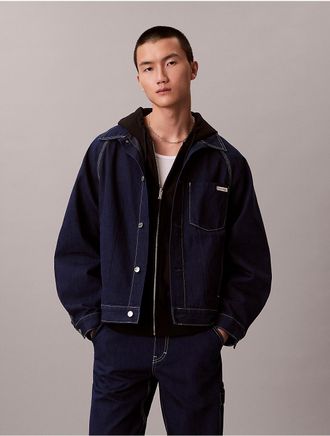 Calvin Klein Jeans Calvin Klein Mens Darted Denim Workwear Jacket - Dark Blue - XL