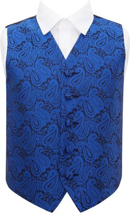 DQT Boys Paisley Floral Wedding Waistcoat Royal Blue 28