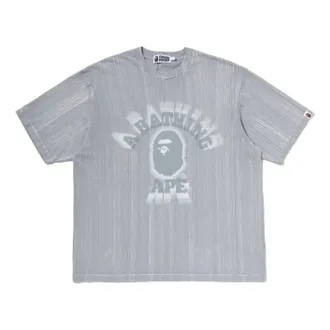 A Bathing Ape Brush College Relaxed Fit T-Shirt Grey 0ZXTEM310091QGYX