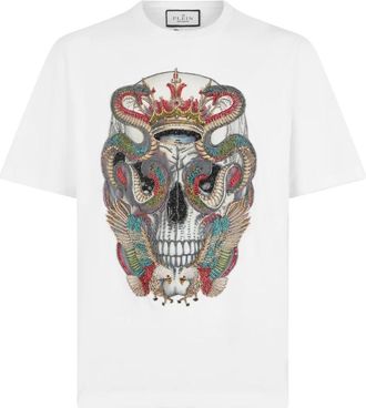 Philipp Plein Rondhals T-Shirt King Of Snakes Stones - Heren - T-shirts - Wit - 2XL - Katoen - Tops