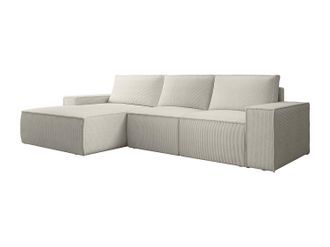 Vente-Unique Gran sof&aacute; rinconera izquierda de pana beige AMELIA
