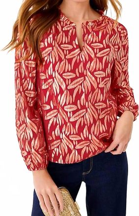 Lilly Pulitzer Womens Giana Long Sleeve Silk Top In Cranberry Red
