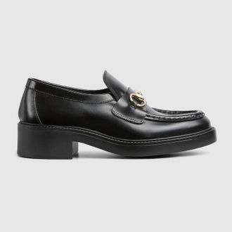 Gucci Womens Loafer With Horsebit, Black, Leather