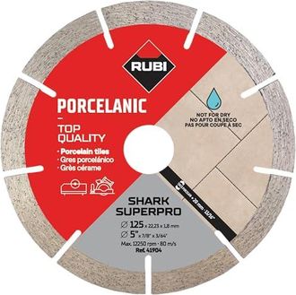 Rubi Shark Superpro Disco De Diamante 125mm Para Corte H&uacute;medo, Porcel&aacute;nico Hasta 20mm Y Piedra Sinterizada, Grosor 1,8mm