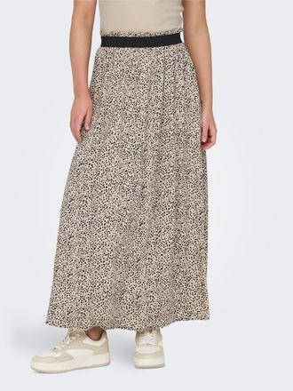 Only Maxirock ONLY ONLVENEDIG AOP LIFE LONG SKIRT, Damen, Gr. XL (42), silber (silber mink aop:lina small leo), Web, Obermaterial: 100% Viskose, bedruckt, 
