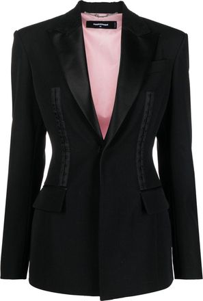 Dsquared2 strap-detail blazer - women - Silk/Polyester/Virgin Wool - 42 - Black