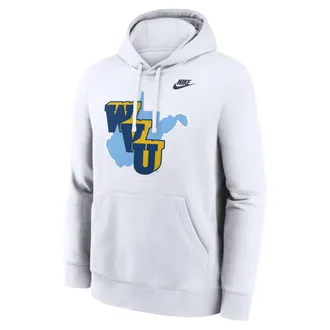 Nike West Virginia 1965 Throwback Club Nike Mens College Pullover Hoodie in White | NKDK10AWVV-0T2