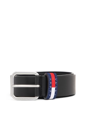 Tommy Jeans Lederg&uuml;rtel TOMMY JEANS TJM RYAN 3.5 cm breit, Herren, Gr. 11,5, schwarz, Rindsleder, G&uuml;rtel Lederg&uuml;rtel, mit Logo auf G&uuml;rtelschlaufe