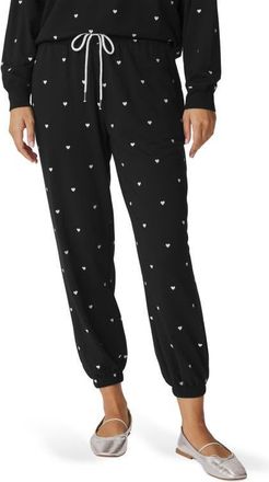 Splendid Love Lounge Embroidered Joggers in Black/Ivory at Nordstrom, Size X-Large