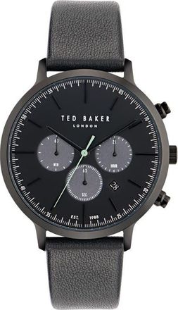 Ted Baker Haarvin Chronograph Leather Strap Watch, 44mm in Black at Nordstrom