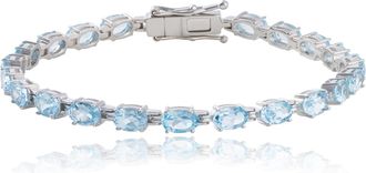 MAX + STONE 925 Sterling Silver 6x4mm Oval Cut Gemstone Tennis Birthstones Bracelet