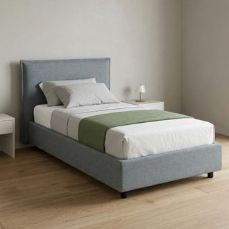 Dmora Cama Individual Atrelmo, Colch&oacute;n Incluido, Desenfundable Made In Italy, Contenedor, Gris