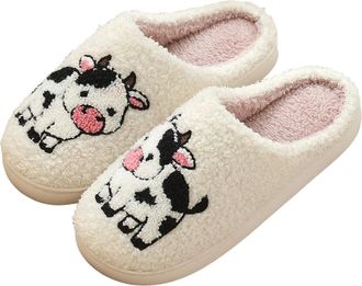 Generic House Slippers for Women Cute Cartoon Animal Print Plush Fluffy Warm Winter Shoes Memory Foam Slippers Womens Indoor Outdoor Slip On Non-Slip Slides B